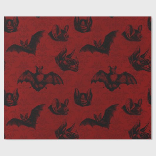 Crimson & Black Vampyre Bats Cadeaupapier (Vlak)