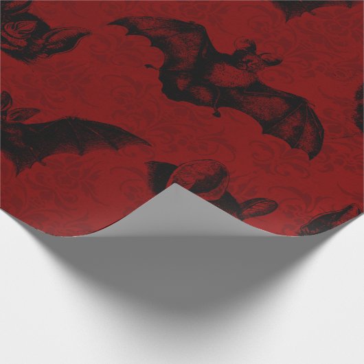 Crimson & Black Vampyre Bats Cadeaupapier (Hoek)