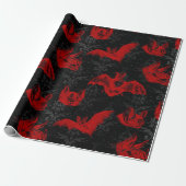 Crimson & Black Vampyre Bats Cadeaupapier (Uitgerold)