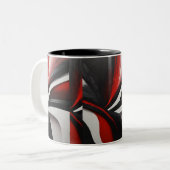 Crimson Bliss: Een duet in rood en wit" Tweekleurige Koffiemok (Voorkant links)