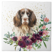 Crimson Bloemenboeket Springer Spaniël Hond Tegeltje (Voorkant)