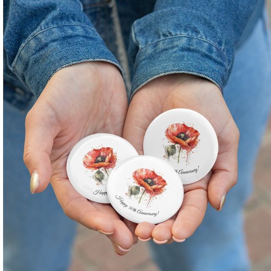 Crimson Bloom, custom Ronde Button 3,2 Cm