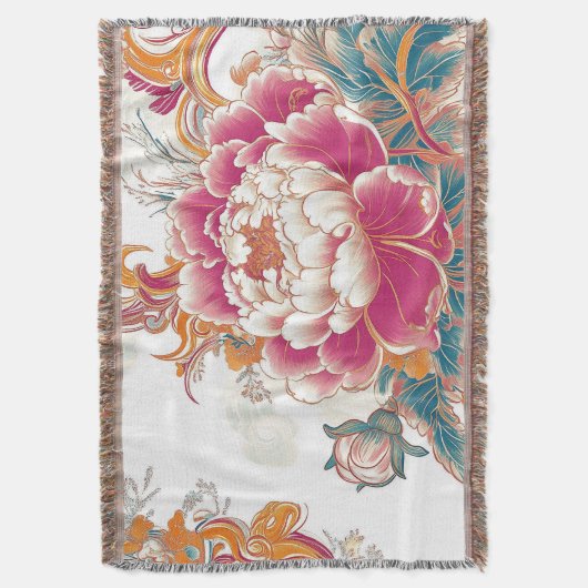 Crimson Bloom Deken (Voorkant Verticaal)