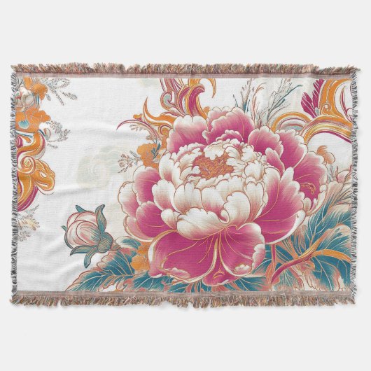 Crimson Bloom Deken (Voorkant)