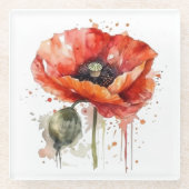 Crimson Bloom Glazen Onderzetter (Voorkant)