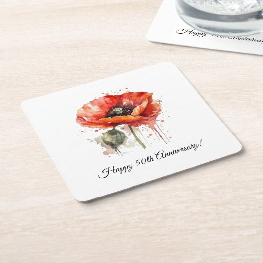 Crimson Bloom, op maat Kartonnen Onderzetters (Schuin)