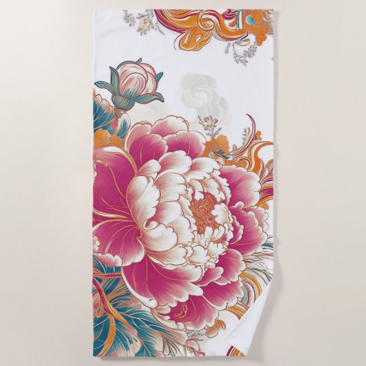 Crimson Bloom Strandlaken (Voorkant)