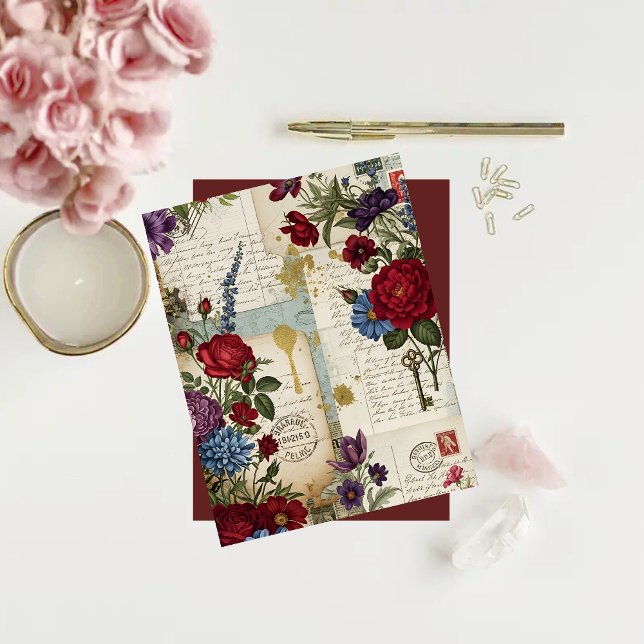  Crimson Blooms Ephemera Scrapbook Paper (Creator heeft geüpload)