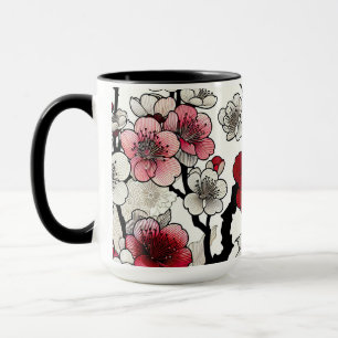 Crimson Blossom Elegance - Japans geïnspireerde fl Mok