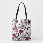 Crimson Blossom Elegance - Japans geïnspireerde fl Tote Bag (Voorkant)