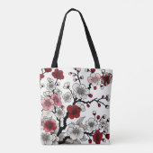Crimson Blossom Elegance - Japans geïnspireerde fl Tote Bag (Achterkant)