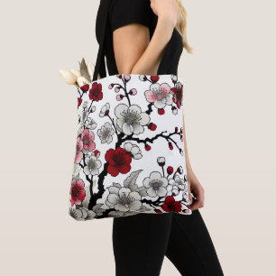 Crimson Blossom Elegance - Japans geïnspireerde fl Tote Bag