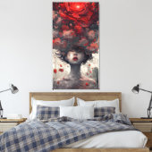 Crimson Blossom Surreal Art Poster Canvas Afdruk (Insitu (Slaapkamer))