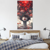 Crimson Blossom Surreal Art Poster Canvas Afdruk (Insitu (Slaapkamer))