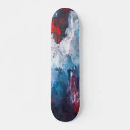 Crimson Blue Vapor Abstract Skateboard