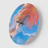 Crimson, Blush, Blue and Gold Marked Alcohol Ink Grote Klok (Hoek)