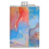 Crimson, Blush, Blue and Gold Marked Alcohol Ink Heupfles (Achterkant)