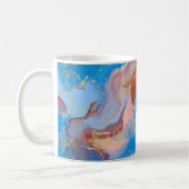 Crimson, Blush, Blue and Gold Marked Alcohol Ink Koffiemok (Links)