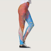 Crimson, Blush, Blue and Gold Marked Alcohol Ink Leggings (Rechts)
