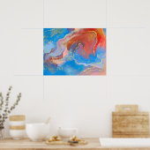 Crimson, Blush, Blue and Gold Marked Alcohol Ink Poster (Keuken)