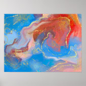 Crimson, Blush, Blue and Gold Marked Alcohol Ink Poster (Voorkant)