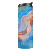 Crimson, Blush, Blue and Gold Marked Alcohol Ink Thermosbeker (Gedraaid links)