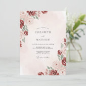 Crimson Blush Bruiloftsbloem Kaart (Staand voorkant)