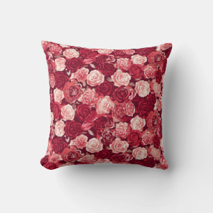 Crimson & Blush Naadloos Rozenpatroon Kussen