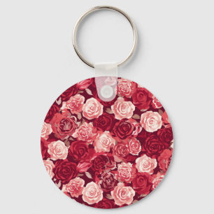Crimson & Blush Naadloos Rozenpatroon Sleutelhanger