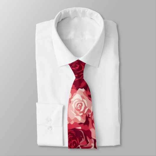 Crimson & Blush Naadloos Rozenpatroon Stropdas (Gebonden)