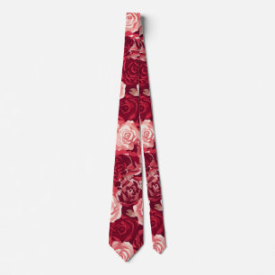 Crimson & Blush Naadloos Rozenpatroon Stropdas