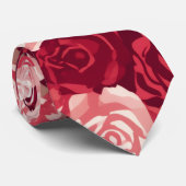 Crimson & Blush Naadloos Rozenpatroon Stropdas (Opgerold)