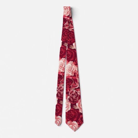 Crimson & Blush Naadloos Rozenpatroon Stropdas (Achterkant)