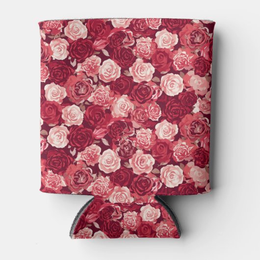 Crimson & Blush Seamless Rose Pattern Blikjeskoeler (Voorkant)