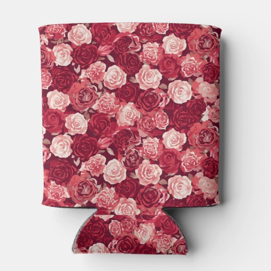 Crimson & Blush Seamless Rose Pattern Blikjeskoeler (Achterkant)