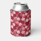 Crimson & Blush Seamless Rose Pattern Blikjeskoeler (Blikje Achterkant)