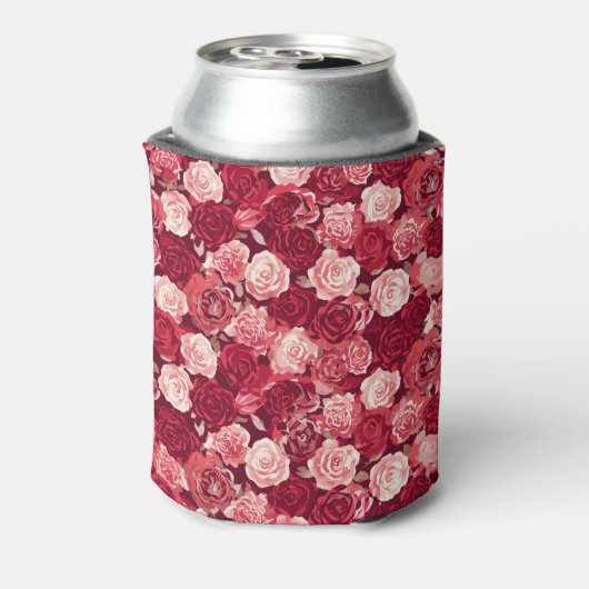 Crimson & Blush Seamless Rose Pattern Blikjeskoeler (Blikje Achterkant)