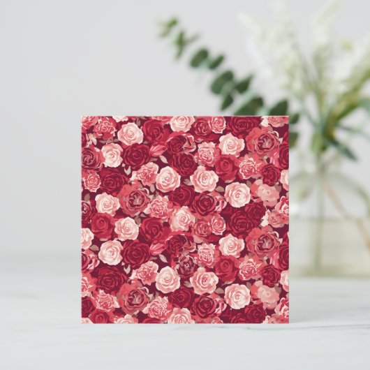 Crimson & Blush Seamless Rose Pattern Kaart (Staand voorkant)