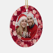 Crimson & Blush Seamless Rose Pattern Keramisch Ornament (Rechts)