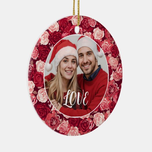 Crimson & Blush Seamless Rose Pattern Keramisch Ornament (Rechts)