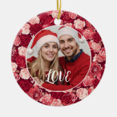 Crimson & Blush Seamless Rose Pattern Keramisch Ornament (Voorkant)