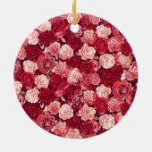 Crimson & Blush Seamless Rose Pattern Keramisch Ornament (Achterkant)