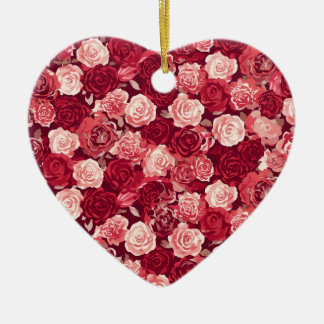 Crimson & Blush Seamless Rose Pattern Keramisch Ornament
