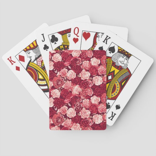 Crimson & Blush Seamless Rose Pattern Pokerkaarten (Achterkant)