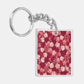 Crimson & Blush Seamless Rose Pattern Sleutelhanger (Voorkant Links)
