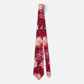 Crimson & Blush Seamless Rose Pattern Stropdas (Voorkant)