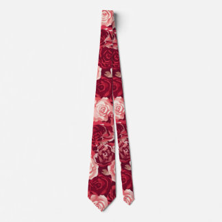 Crimson & Blush Seamless Rose Pattern Stropdas