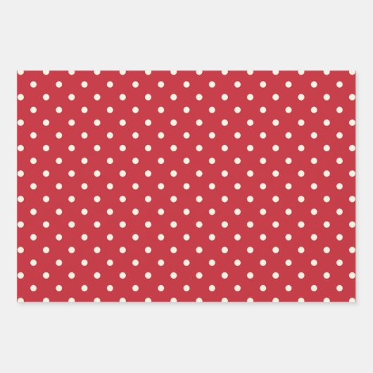 Crimson Bold Rood en Witte Polka Dots Patroon Inpakpapier Vel (Voorkant 2)