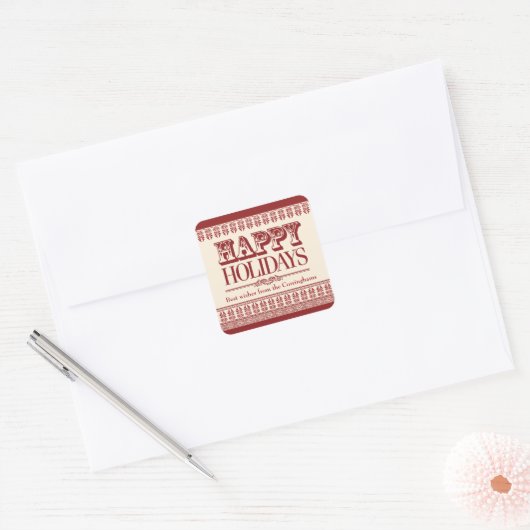 Crimson  Borders Vakantie Sticker (Envelop)
