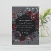 Crimson Botanical Elegance Wedding Kaart (Staand voorkant)
